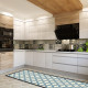 Tapis cuisine carreaux ciment bleu