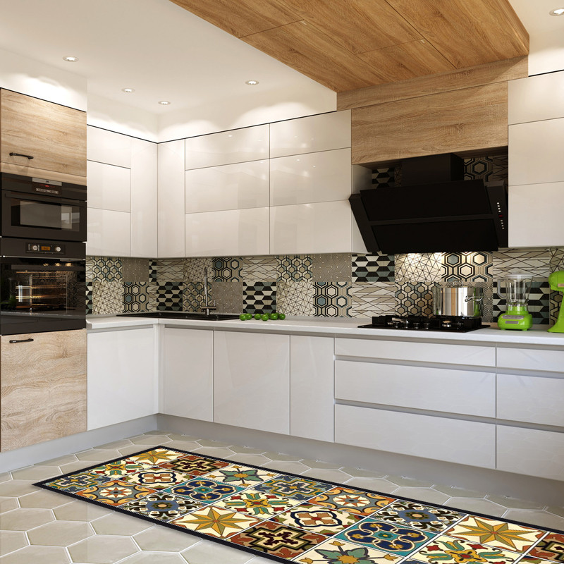 Tapis cuisine carreaux vintage