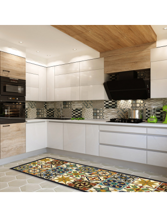 Tapis cuisine carreaux vintage