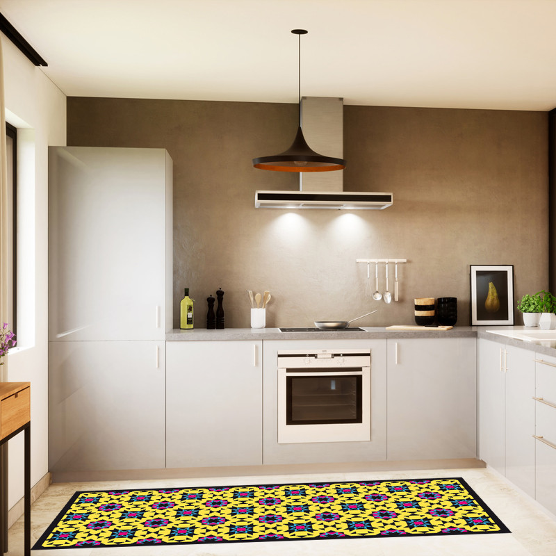 Tapis de Cuisine carreaux jaunes