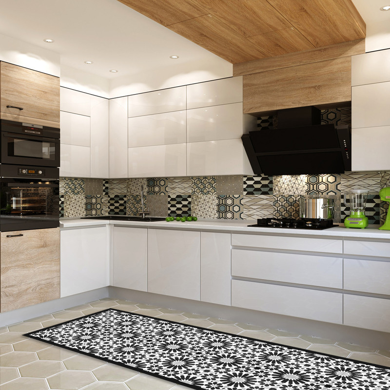 Tapis de cuisine carreaux de ciment classique