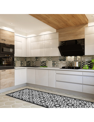 Tapis de cuisine carreaux de ciment classique