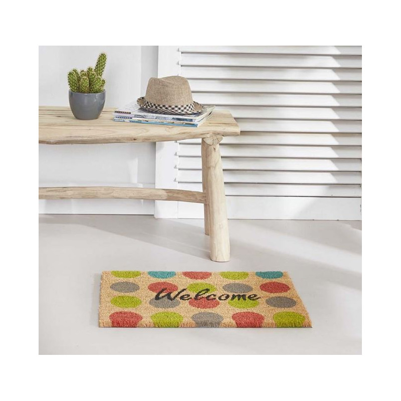 Paillasson Coco Rond couleur "Welcome"