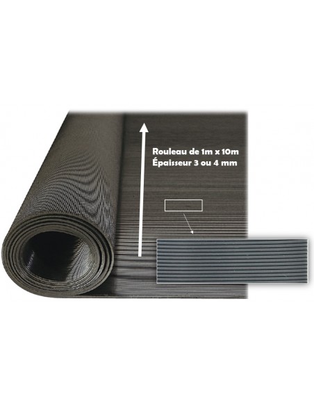 Natte caoutchouc épaisseur 3  /4  mm en rouleau de 10 m