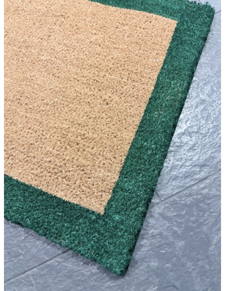 Tapis Brosse Coco 55 X 82 CM Bord couleur Verte H23mm