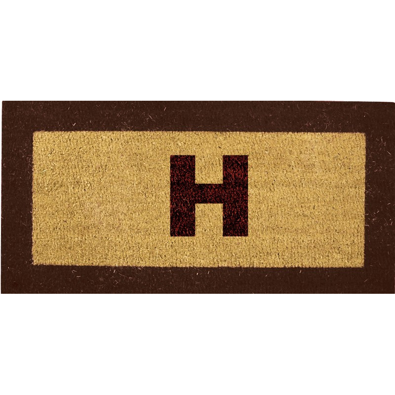 Tapis Brosse Coco Lettres et Bord Couleur H23...