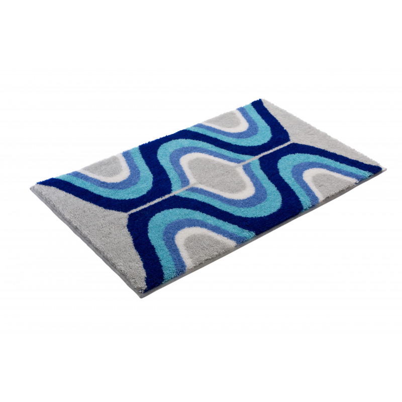 Tapis De Bain Bleu Et Gris