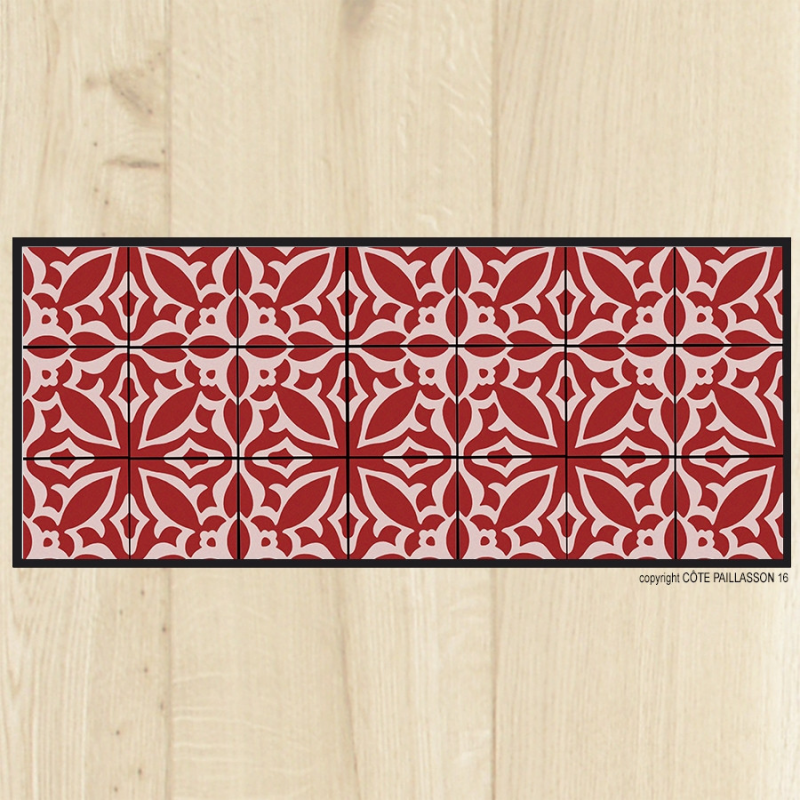 Tapis cuisine carreaux vintage sienne