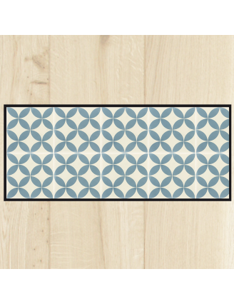 Tapis cuisine carreaux ciment bleu